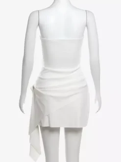 Robe de soirée blanche sans manches robe semi-formelle sans bretelles
