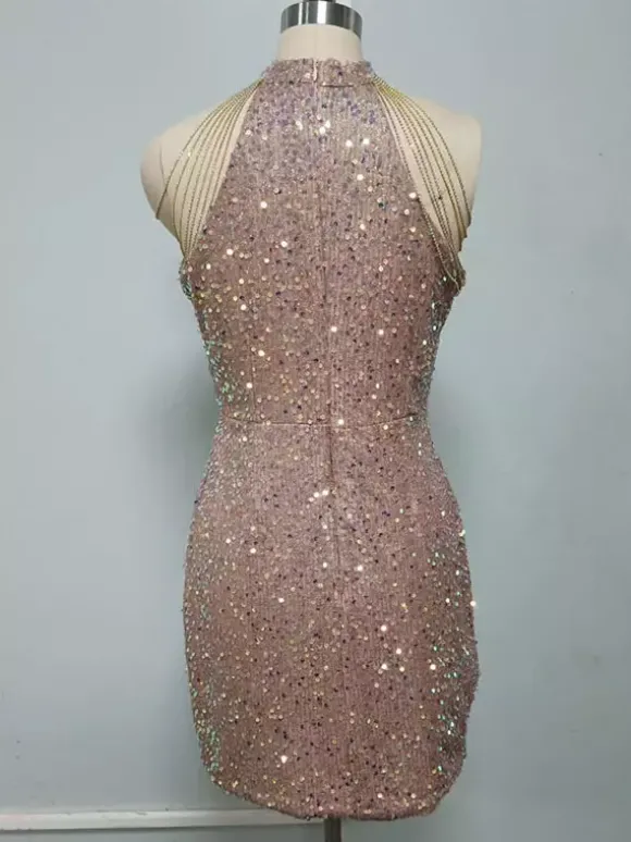Robe de soirée à col rond style décontracté sans manches en polyester bordeaux sexy