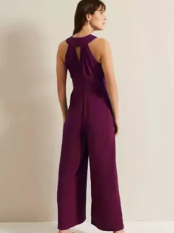 Robe de soirée combinaison décolleté conçu longueur cheville sans manches fermeture éclair plissée crêpe extensible robes de soirée formelles