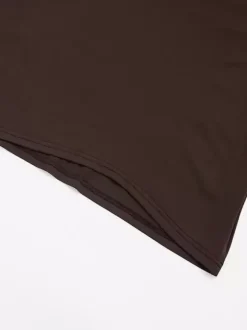 Robe de soirée courte marron asymétrique plissée dos nu sexy et semi-formelle