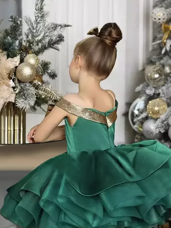 Robe de soirée de Noël pour fille robes d'occasion spéciale sans manches à volants