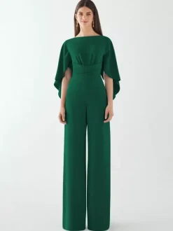 Robe de soirée en crêpe extensible combinaison à col bijou longueur au sol ceinture robes de dîner formelles