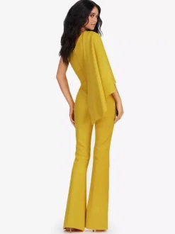 Robe de soirée en crêpe extensible combinaison asymétrique longueur au sol sans manches fermeture éclair robes de soirée formelles