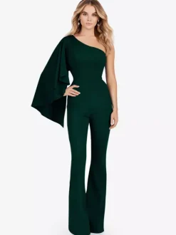 Robe de soirée en crêpe extensible combinaison asymétrique longueur au sol sans manches fermeture éclair robes de soirée formelles