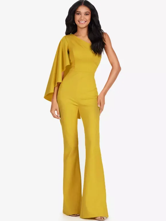 Robe de soirée en crêpe extensible combinaison asymétrique longueur au sol sans manches fermeture éclair robes de soirée formelles
