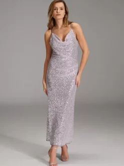 Robe de soirée fourreau col en V pailletée longueur cheville paillettes robes de soirée formelles