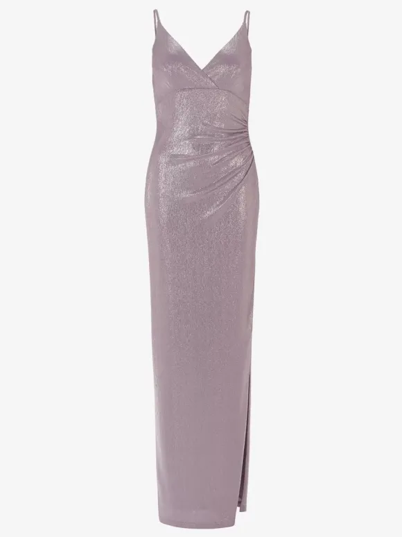 Robe de soirée fourreau col en V en polyester longueur au sol plissée robes de soirée sociale