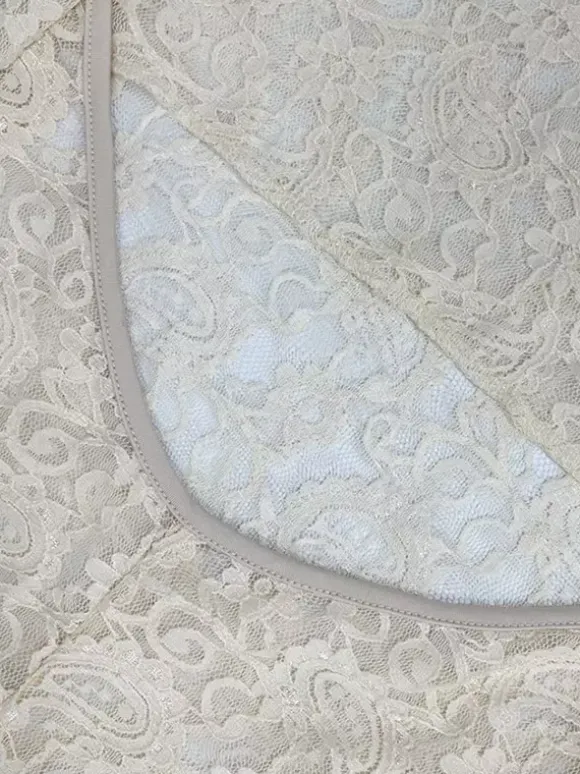 Robe de soirée longue abricot à col V en dentelle sans manches élégante et semi-formelle