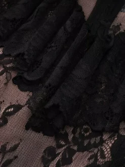 Robe de soirée longue blanche à col montant manches longues en dentelle manches évasées style chic semi-formel