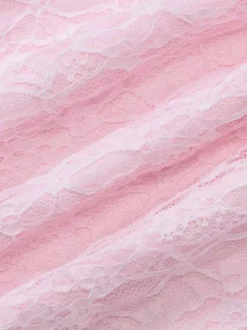 Robe de soirée longue rose à épaules dénudées en dentelle manches longues plissée chic et semi-formelle