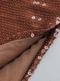 Robe de soirée longue à sequins scintillants pour femme - Robe moulante marron dos nu - Soirée de gala d'été 2026