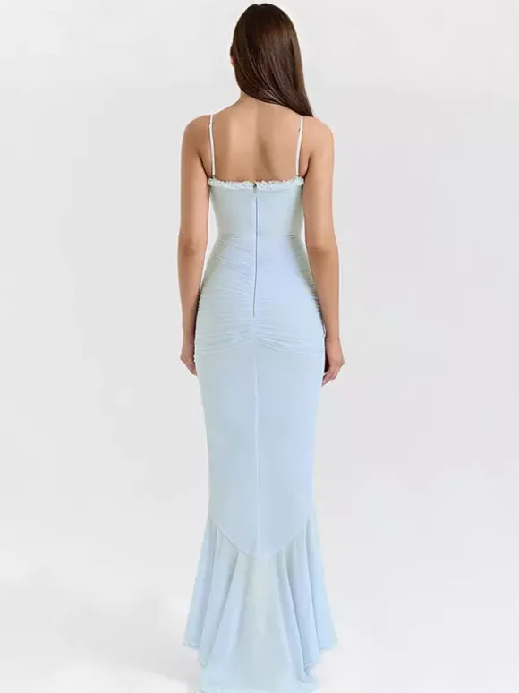 Robe de soirée longue à volants sur le devant pour femme 2026