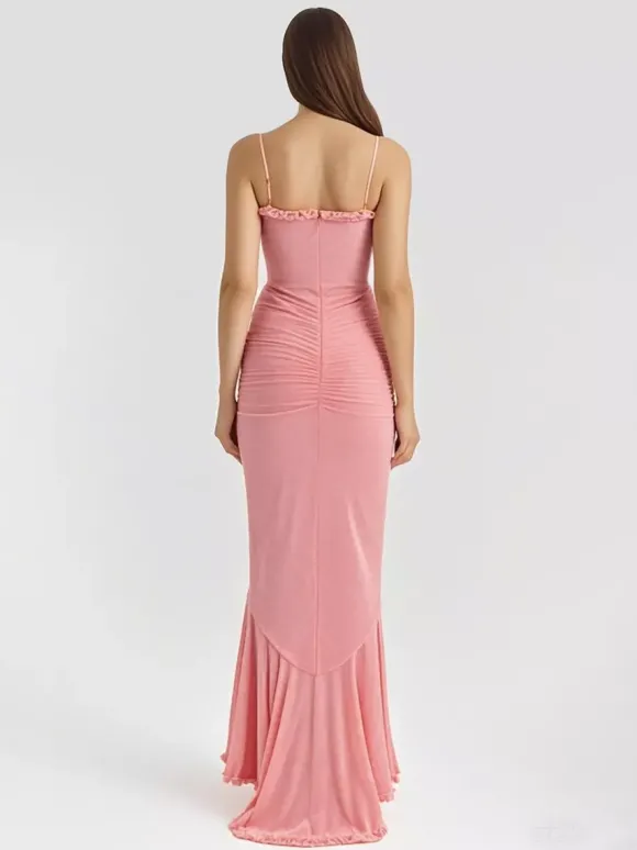 Robe de soirée longue à volants sur le devant pour femme 2026
