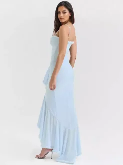 Robe de soirée longue à volants sur le devant pour femme 2026
