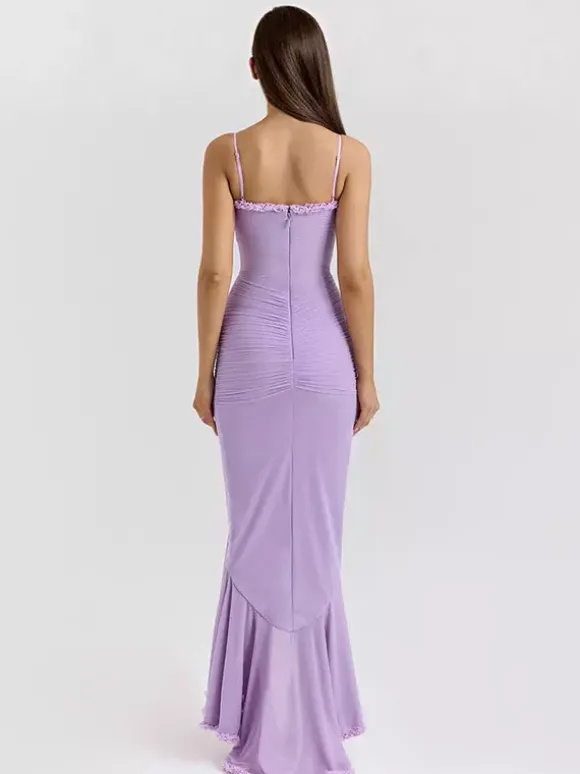 Robe de soirée longue à volants sur le devant pour femme 2026