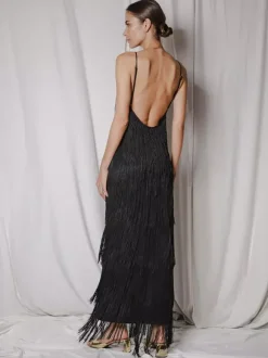 Robe de soirée maxi dorée à col V sans manches épaules dénudées robe d'été sexy et semi-formelle