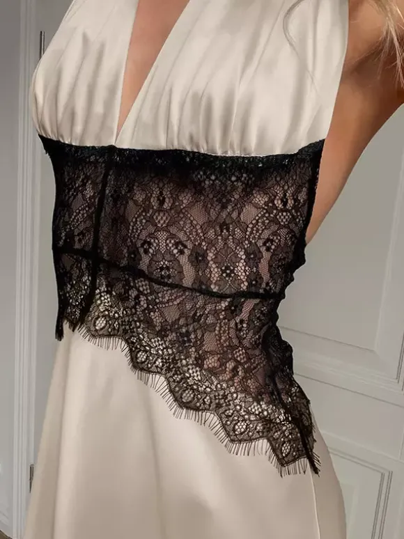 Robe de soirée maxi kaki dos nu à découpes robe sexy semi-formelle