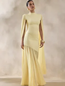 Robe de soirée maxi noire à col rond sans manches chic et semi-formelle