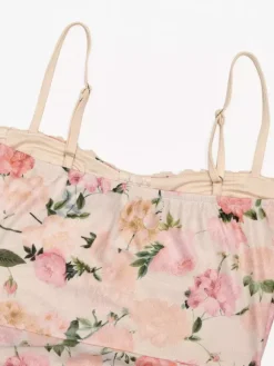 Robe de soirée maxi rose à bretelles col sans manches imprimée sexy semi-formelle