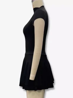 Robe de soirée mini kaki à col montant plissé et manches courtes robe sexy semi-formelle