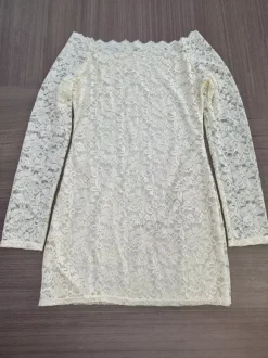 Robe de soirée mini moulante à manches longues et épaules dénudées en dentelle florale pour femme 2026