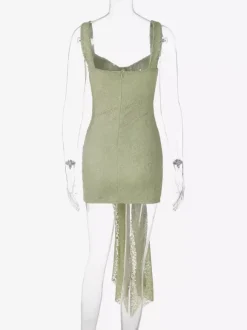 Robe de soirée mini noire à bretelles col en dentelle sans manches et dos nu style décontracté/semi-formel