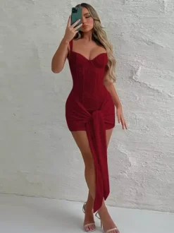 Robe de soirée mini noire à bretelles col en dentelle sans manches et dos nu style décontracté/semi-formel