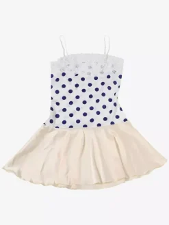 Robe de soirée mini sans manches à pois bretelles décolleté sexy robe bleue