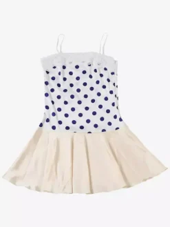 Robe de soirée mini sans manches à pois bretelles décolleté sexy robe bleue