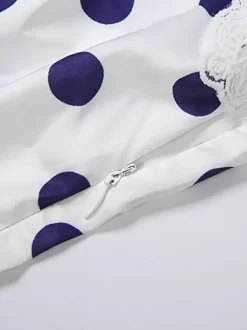 Robe de soirée mini sans manches à pois bretelles décolleté sexy robe bleue