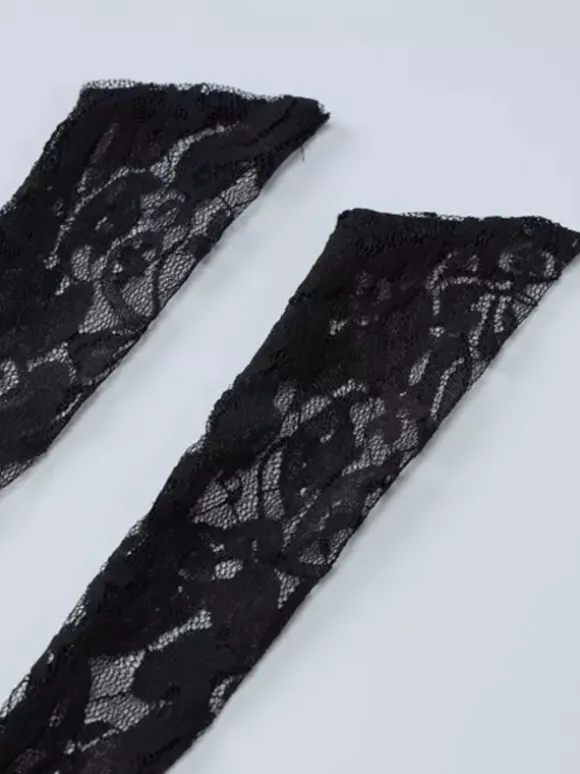 Robe de soirée noire à imprimé floral sans manches dos nu transparente