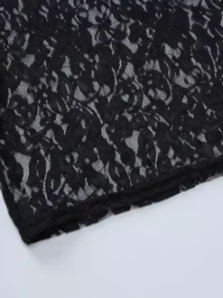 Robe de soirée noire à imprimé floral sans manches dos nu transparente