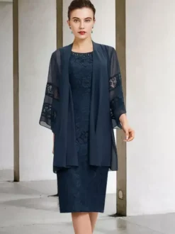 Robe de soirée pour la mère de la mariée col bijou sans manches A-ligne dentelle robes d'invité de mariage personnalisation gratuite