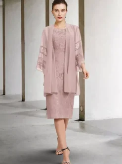 Robe de soirée pour la mère de la mariée col bijou sans manches A-ligne dentelle robes d'invité de mariage personnalisation gratuite