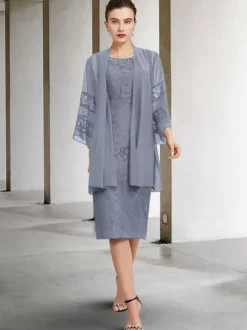 Robe de soirée pour la mère de la mariée col bijou sans manches A-ligne dentelle robes d'invité de mariage personnalisation gratuite