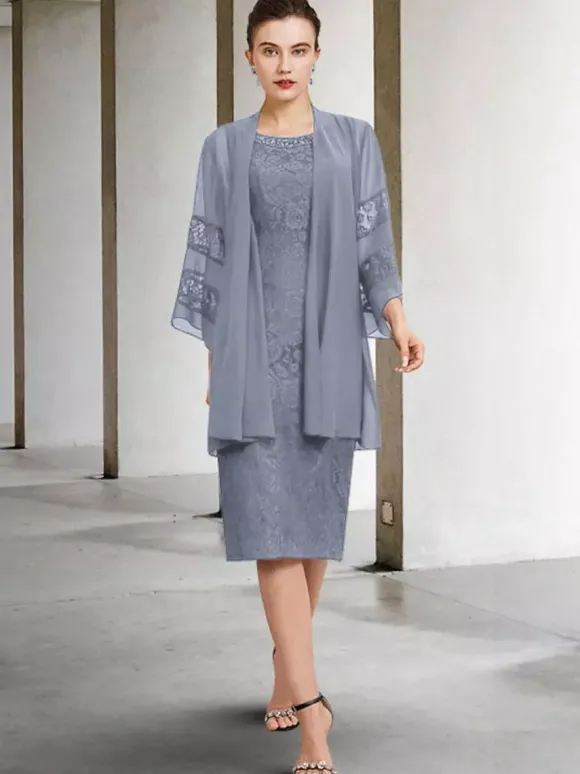 Robe de soirée pour la mère de la mariée col bijou sans manches A-ligne dentelle robes d'invité de mariage personnalisation gratuite