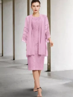 Robe de soirée pour la mère de la mariée col bijou sans manches A-ligne dentelle robes d'invité de mariage personnalisation gratuite