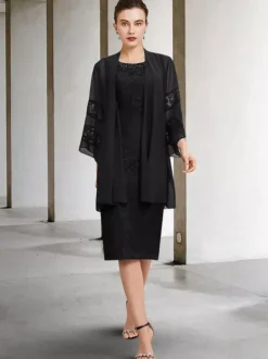Robe de soirée pour la mère de la mariée col bijou sans manches A-ligne dentelle robes d'invité de mariage personnalisation gratuite