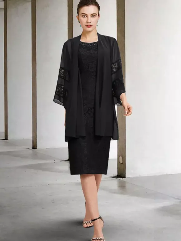 Robe de soirée pour la mère de la mariée col bijou sans manches A-ligne dentelle robes d'invité de mariage personnalisation gratuite