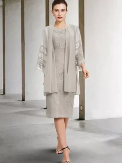 Robe de soirée pour la mère de la mariée col bijou sans manches A-ligne dentelle robes d'invité de mariage personnalisation gratuite