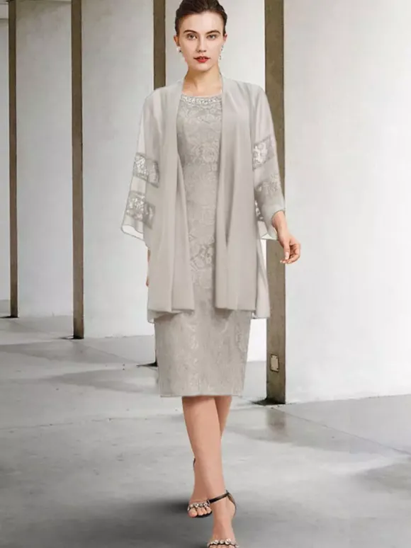 Robe de soirée pour la mère de la mariée col bijou sans manches A-ligne dentelle robes d'invité de mariage personnalisation gratuite