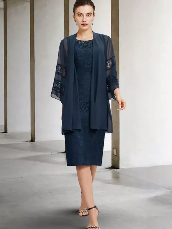Robe de soirée pour la mère de la mariée col bijou sans manches A-ligne dentelle robes d'invité de mariage personnalisation gratuite