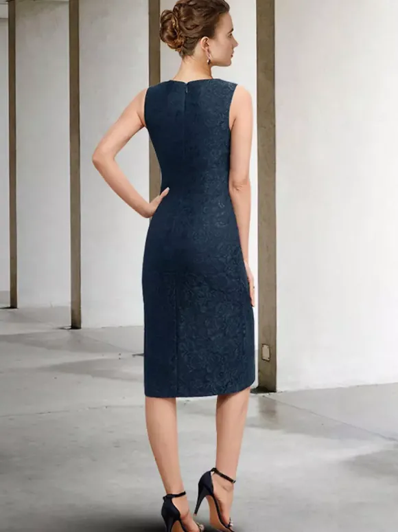 Robe de soirée pour la mère de la mariée col bijou sans manches A-ligne dentelle robes d'invité de mariage personnalisation gratuite