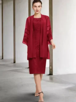 Robe de soirée pour la mère de la mariée col bijou sans manches A-ligne dentelle robes d'invité de mariage personnalisation gratuite