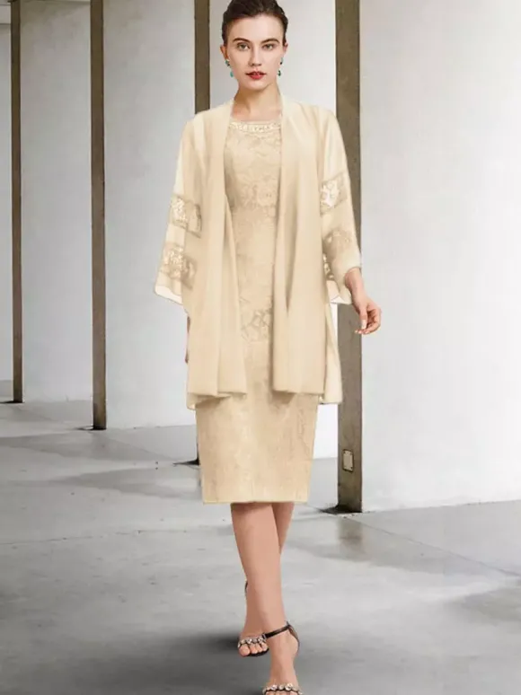 Robe de soirée pour la mère de la mariée col bijou sans manches A-ligne dentelle robes d'invité de mariage personnalisation gratuite