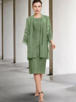 Robe de soirée pour la mère de la mariée col bijou sans manches A-ligne dentelle robes d'invité de mariage personnalisation gratuite