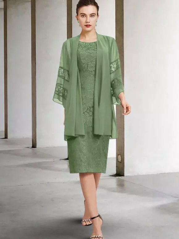 Robe de soirée pour la mère de la mariée col bijou sans manches A-ligne dentelle robes d'invité de mariage personnalisation gratuite