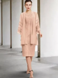 Robe de soirée pour la mère de la mariée col bijou sans manches A-ligne dentelle robes d'invité de mariage personnalisation gratuite