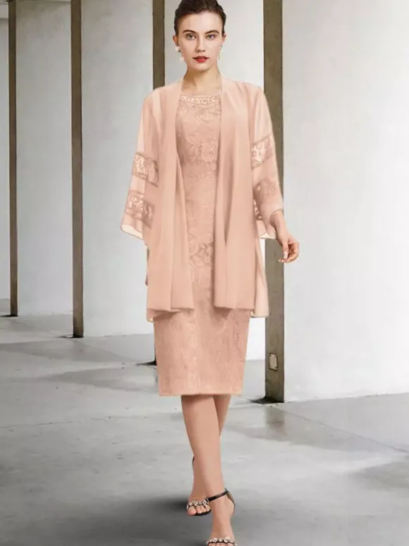 Robe de soirée pour la mère de la mariée col bijou sans manches A-ligne dentelle robes d'invité de mariage personnalisation gratuite