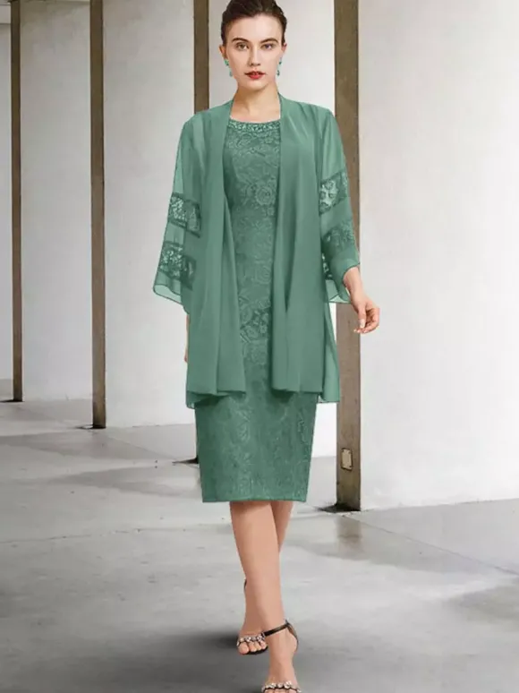 Robe de soirée pour la mère de la mariée col bijou sans manches A-ligne dentelle robes d'invité de mariage personnalisation gratuite